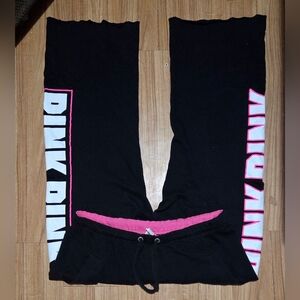 Victoria's Secret PINK Y2K Black/Pink Boyfriend Flared Sweatpants Size M Fits L